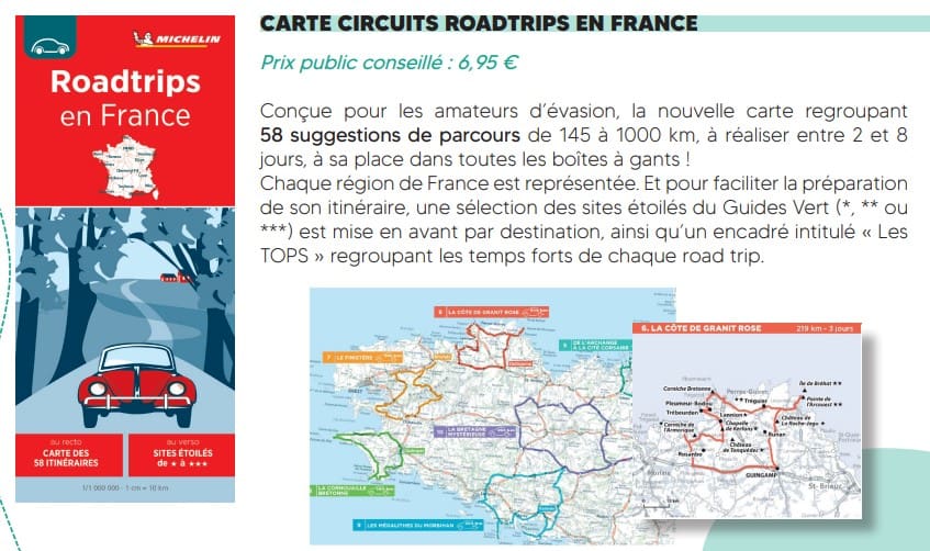 Nouveautés des Editions Michelin pour l'été 2022. 4 CARTE MICHELIN ROADTRIP EN FRANCE